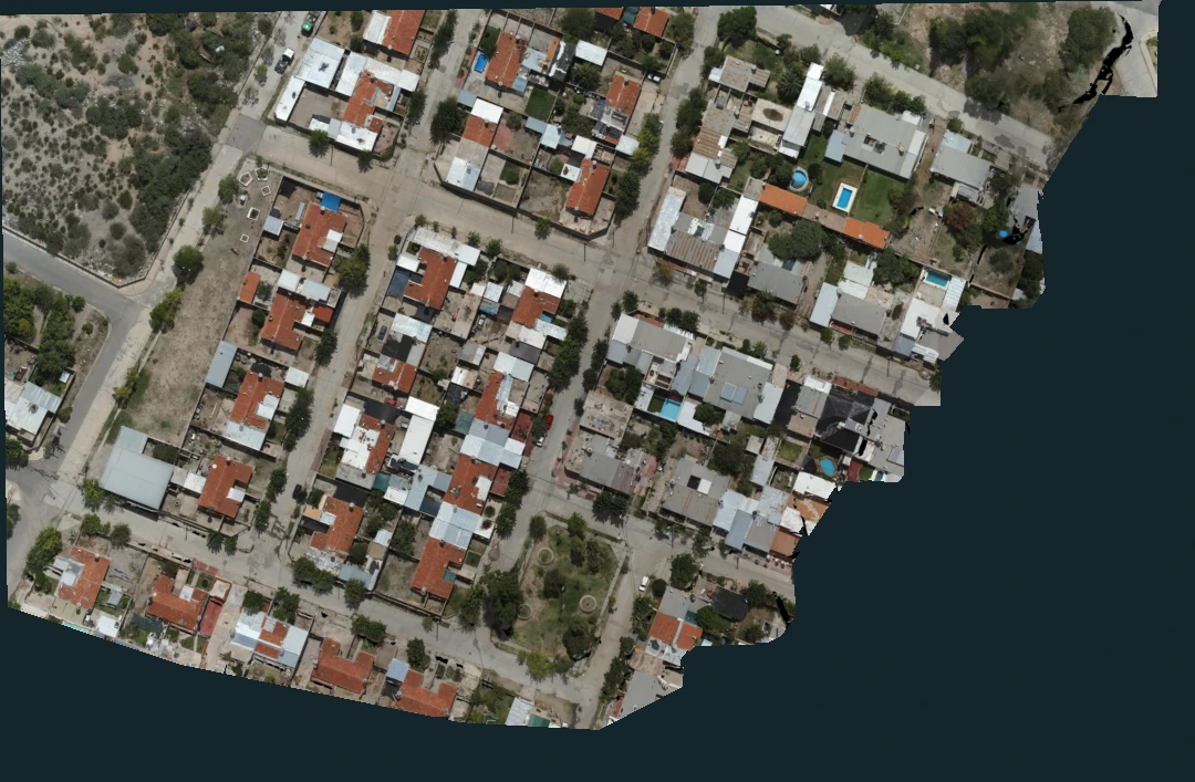 Vista real de ortomosaico aéreo