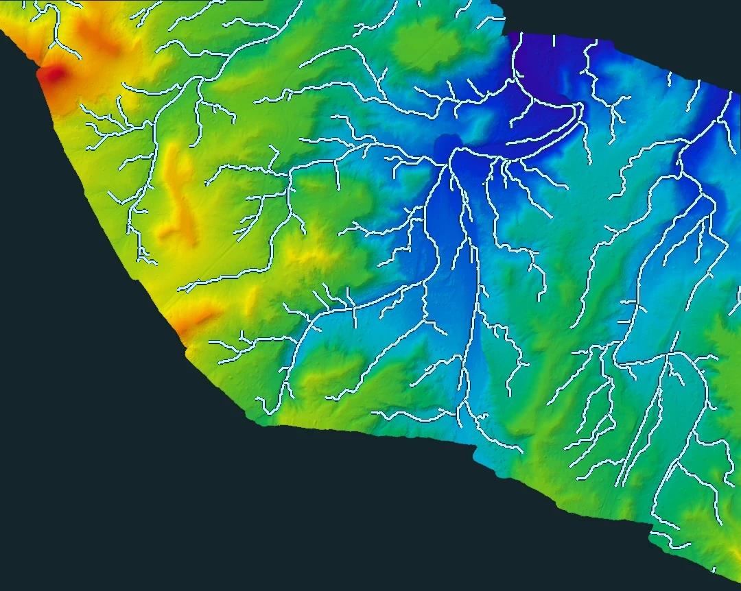 Rutas de escurrimiento derivadas del DTM